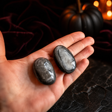 Load image into Gallery viewer, Silver Obsidian Palmstones