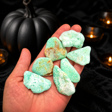 Load image into Gallery viewer, Polished chrysoprase in a Halloween setting