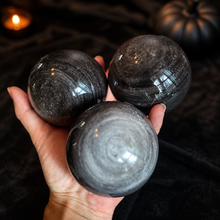 Load image into Gallery viewer, Silver Obsidian Crystal Spheres 🔮