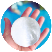 Load image into Gallery viewer, 3” selenite Crystal Ball, Selenite Sphere, Satin Spar Sphere