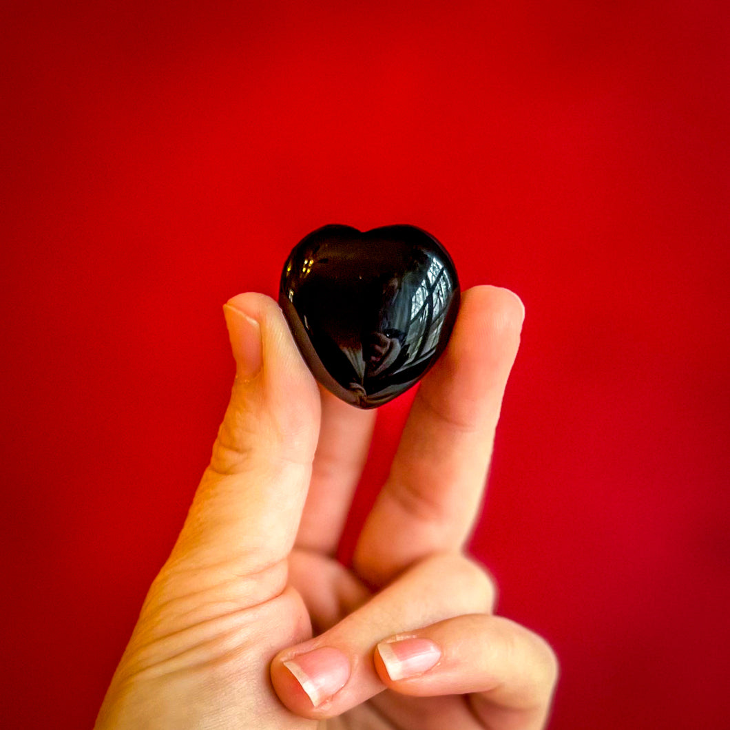 3cm Black Obsidian Crystal Hearts for Valentines Day Gifts