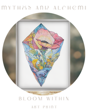 Load image into Gallery viewer, Bloom Within Art Print - 8.5x11 Botanical Crystal Poppy Art