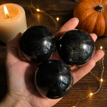 Load image into Gallery viewer, Black Tourmaline Crystal Spheres, Ethically Sourced Crystals, Protection Stone
