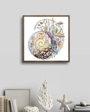 Load image into Gallery viewer, 10x10 Ammonite Fine Art Print, Transformational Art, Fantasy Art, Fossil Painting, Crystal Painting, Archival Print