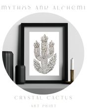 Load image into Gallery viewer, Crystal Cactus Art Print – Mystical Desert Crystal Art with Poetry