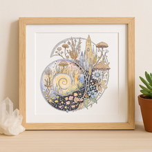 Load image into Gallery viewer, 12x16 Ammonite Fine Art Print, Transformational Art, Fantasy Art, Fossil Painting, Crystal Painting, Archival Print