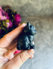 Load image into Gallery viewer, Grumpy Black Obsidian Cats, Mini Black Cat, Black Crystal Cat, Witchy Halloween Decor