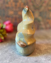 Load image into Gallery viewer, Cream and Dusty Blue Polychrome Jasper Flame
