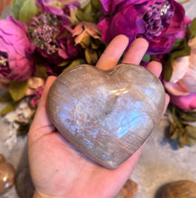 Load image into Gallery viewer, Flashy Peach Moonstone Crystal Hearts, Valentines Crystals