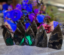 Load image into Gallery viewer, Volcano Agate Teardrop Freeform, UV Fluorescent Green Crystals