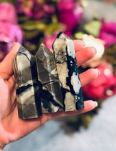 Load image into Gallery viewer, Volcano Agate Towers, UV Fluorescent Green Crystals