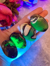 Load image into Gallery viewer, Volcano Agate Palmstones, Green Fluorescent Minerals, UV Crystals