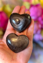 Load image into Gallery viewer, Silver Obsidian Crystal Hearts, Valentines Day Gift