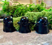 Load image into Gallery viewer, Black Obsidian Crystal Ghost – Halloween Figurine, Halloween Decor
