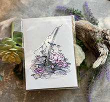 Load image into Gallery viewer, Sword of Serenity Art Print – 5x7 Fantasy Art with Poetry