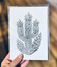 Load image into Gallery viewer, Crystal Cactus 5x7 Art Print – Mystical Desert Crystal Art with Poetry