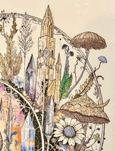 Load image into Gallery viewer, 12x16 Ammonite Fine Art Print, Transformational Art, Fantasy Art, Fossil Painting, Crystal Painting, Archival Print