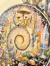 Load image into Gallery viewer, 12x16 Ammonite Fine Art Print, Transformational Art, Fantasy Art, Fossil Painting, Crystal Painting, Archival Print