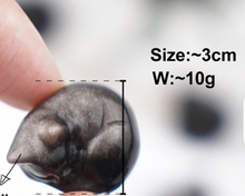 Load image into Gallery viewer, 3 cm Sleepy Silver Obsidian Cat Sculpture, Mini Black Cat, Black Crystal Cat, Cat Lover Gift