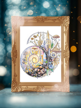 Load image into Gallery viewer, Ammonite Fine Art Print – 5x7 Ancient Fossil Crystal Spiral