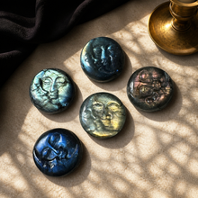 Load image into Gallery viewer, Mini Labradorite Moon Face | Celestial Crystal Carving