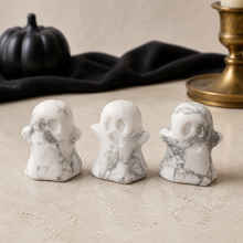 Load image into Gallery viewer, Mini White Howlite Ghost | Halloween Crystal Carving