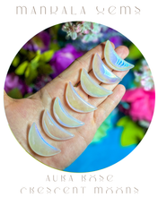 Load image into Gallery viewer, 1 1/2" Pink Rose Quartz AURA Crescent MOON