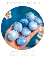 Load image into Gallery viewer, Blue Calcite Palm Stones, Blue Crystal Pocket Stones