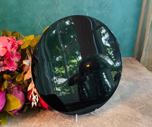 Load image into Gallery viewer, Black Obsidian Round Mirrors scrying mirror, 7 1/2 inches