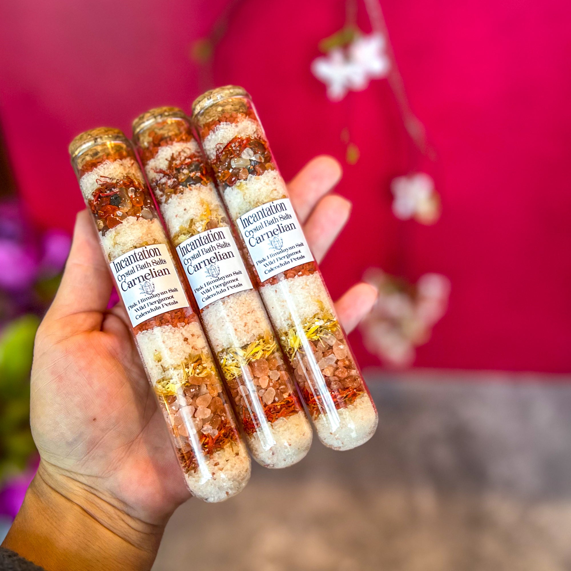 Incantation Carnelian Bath Salts in Glass Vials – Mandala Gems