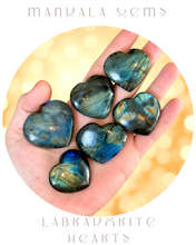 Load image into Gallery viewer, Small Ethically Sourced Labradorite Hearts