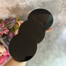Load image into Gallery viewer, Black Obsidian Round Mirrors scrying mirrors, 4 1/2"-5"