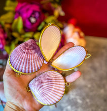 Load image into Gallery viewer, Gold-Edged Shell Compacts, mermaid beach ocean themed