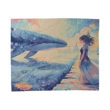 Load image into Gallery viewer, Oneirion - Velveteen Plush Blanket - Dreamy Whale Illustration