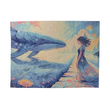 Load image into Gallery viewer, Oneirion - Velveteen Plush Blanket - Dreamy Whale Illustration