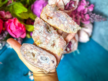 Load image into Gallery viewer, Beautiful Pink Flower Agate Slices, Polished Flower Agate Slabs, Pink Cherry Blossom Agate Polished Slab