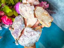 Load image into Gallery viewer, Pink Flower Agate Slices, Polished Flower Agate Slabs, Pink Cherry Blossom Agate