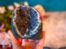 Load image into Gallery viewer, Large Semi Polished Rainbow Amethyst Cathedrals, Pink Amethyst, Raw Black Amethyst Freeforms 500 gram+