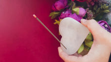Load and play video in Gallery viewer, Sweet Selenite Heart Incense Holder, Crystal Heart Incense Burner
