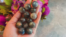 Load and play video in Gallery viewer, Mini Labradorite Spheres, Crystals and Stones, Labradorite Marble
