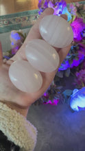 Load and play video in Gallery viewer, Pink Calcite Palm Stones, UV Reactive, Glows Pink, Fluorescent Minerals