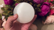 Load and play video in Gallery viewer, 3” selenite Crystal Ball, Selenite Sphere, Satin Spar Sphere