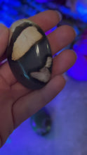 Load and play video in Gallery viewer, Volcano Agate Palmstones, Green Fluorescent Minerals, UV Crystals