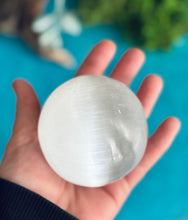 Load image into Gallery viewer, 3” selenite Crystal Ball, Selenite Sphere, Satin Spar Sphere