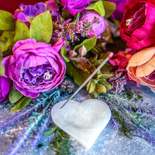 Load image into Gallery viewer, Sweet Selenite Heart Incense Holder, Crystal Heart Incense Burner