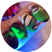 Load image into Gallery viewer, Volcano Agate Palmstones, Green Fluorescent Minerals, UV Crystals