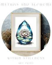 Load image into Gallery viewer, Within Stillness - Lotus Crystal Art Print - 5x7 Archival Yoga Meditation Print