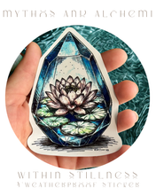 Load image into Gallery viewer, Within Stillness - Lotus Crystal Sticker - Weatherproof Vinyl Bumper Sticker, Laptop Sticker, Yoga Peace