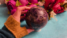 Load and play video in Gallery viewer, 3 1/2" Chevron Amethyst Sphere