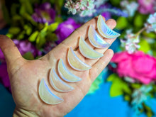 Load image into Gallery viewer, 1 1/2" Pink Rose Quartz AURA Crescent MOON